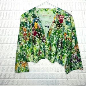 Soft Surroundings Lace Bolero jacket with parrot beaded embroidery